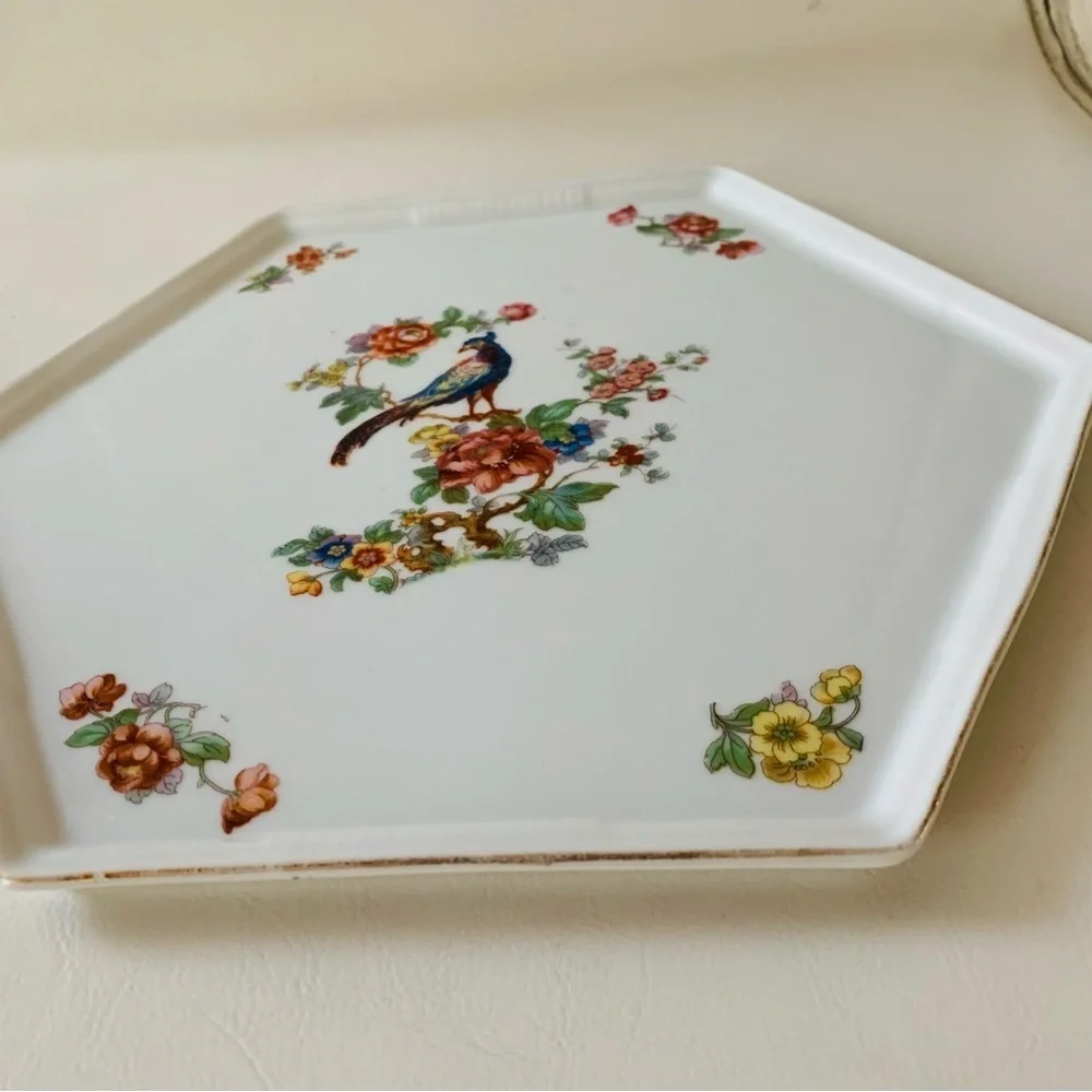 Vintage Czechoslovakia Hexagonal Lunch Dinner Tray 10 Inch